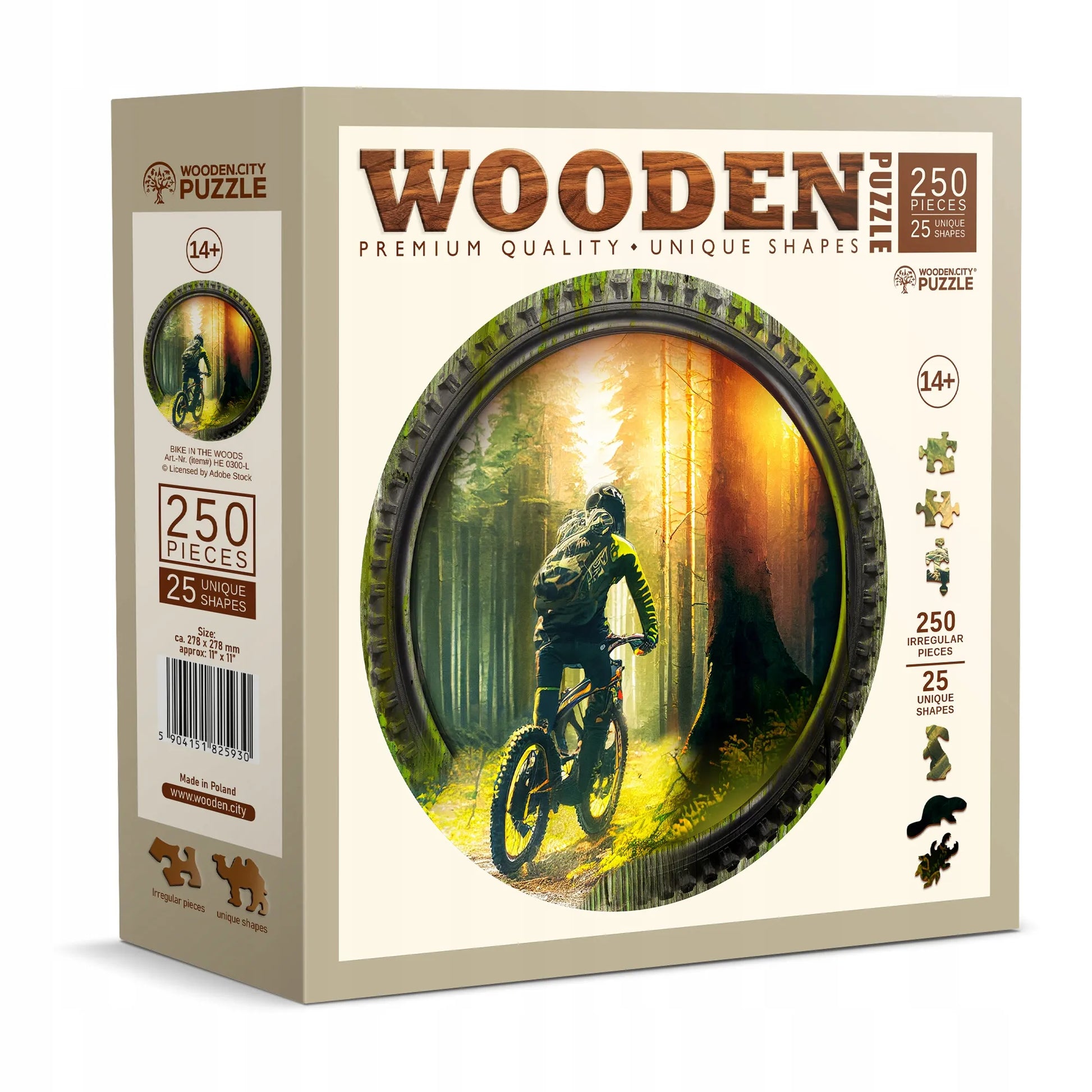 Medinė dėlionė Dviračiai miške 250 detalių Wooden.City