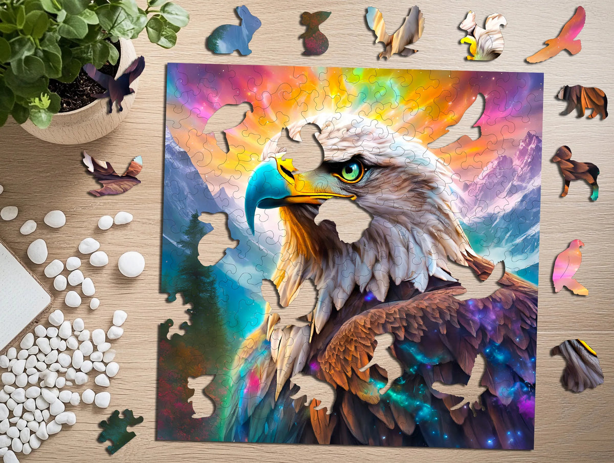 Medinė dėlionė „Erelis“, 145 dalių, PUZZLED Eko-HDF, unikalios formos
