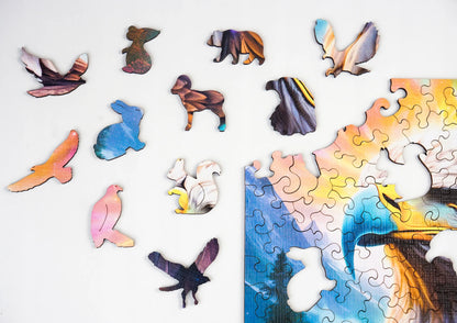 Medinė dėlionė „Erelis“, 145 dalių, PUZZLED Eko-HDF, unikalios formos