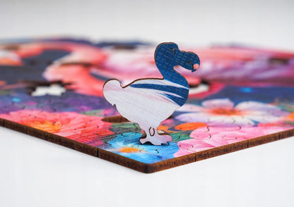 Medinė dėlionė „Flamingas“, 155 detalių, „PUZZLED“ eko-HDF, išskirtinės formos