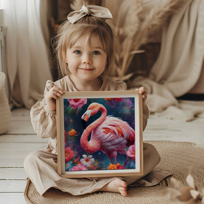 Medinė dėlionė „Flamingas“, 155 detalių, „PUZZLED“ eko-HDF, išskirtinės formos