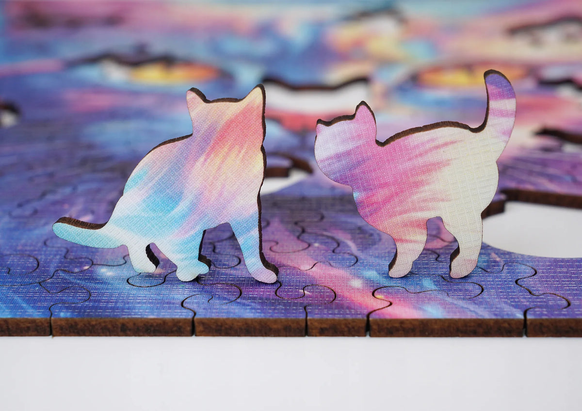 Medinė dėlionė „Katė“, 140 detalių, Puzzled eko-HDF, unikalios formos
