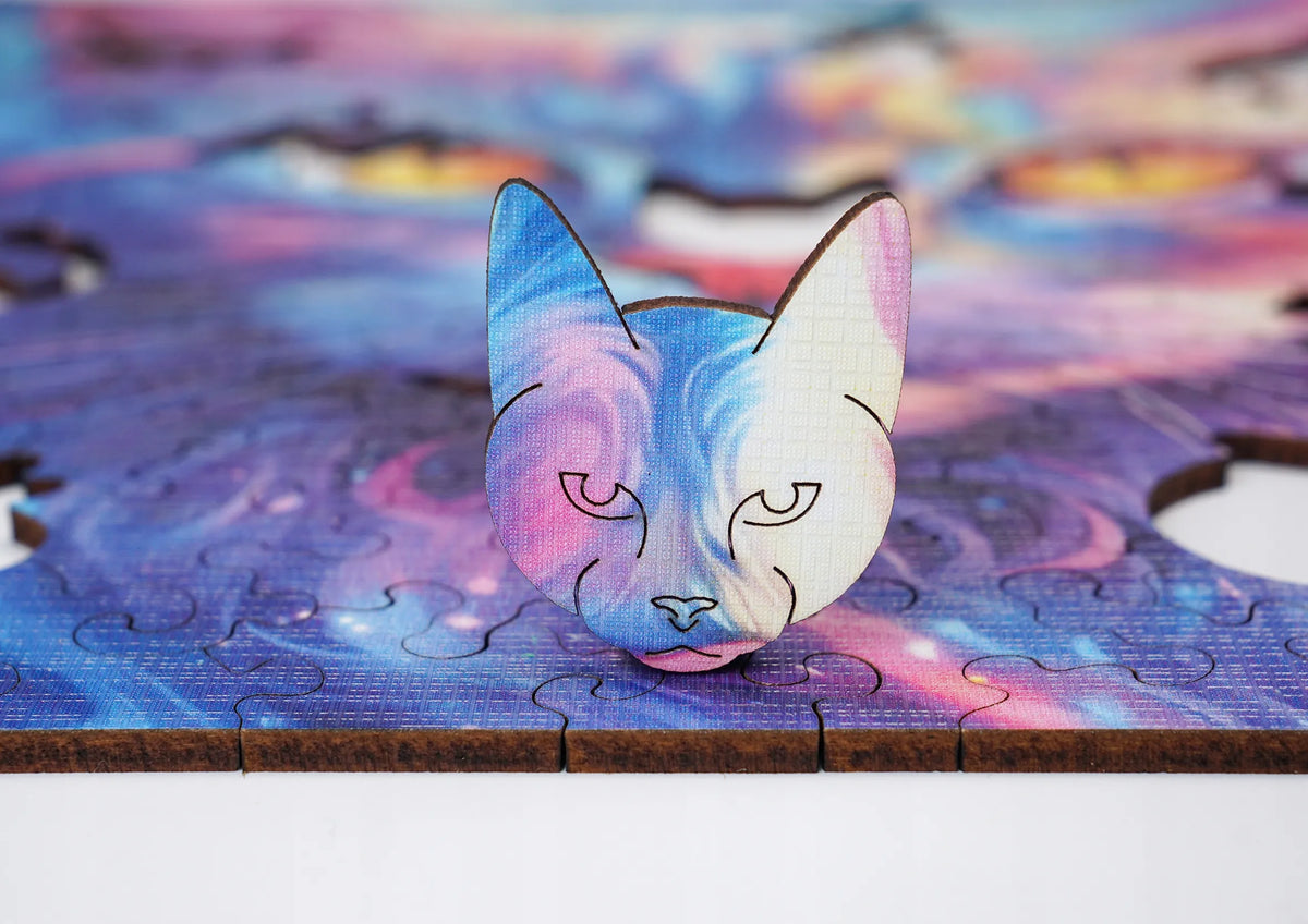 Medinė dėlionė „Katė“, 140 detalių, Puzzled eko-HDF, unikalios formos