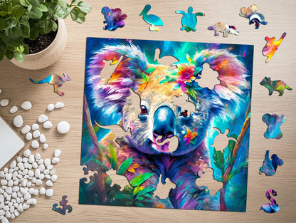 Medinė koalos dėlionė „Puzzled“, 160 detalių, Eko-HDF, unikalios formos