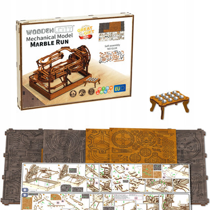 Medinis mechaninis rutuliukų takas „Marble Run“, 3D, WOODEN.CITY