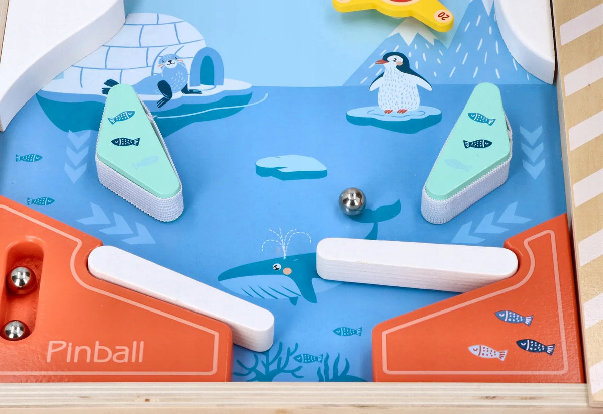 Medinis pinbolas vaikams su rutuliukais, biliardo ir vikrumo žaidimas