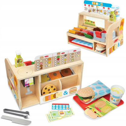 Medinis sumuštinių baras „Melissa & Doug“ – vaikų virtuvės ir restorano žaidimų rinkinys, 56 dalių