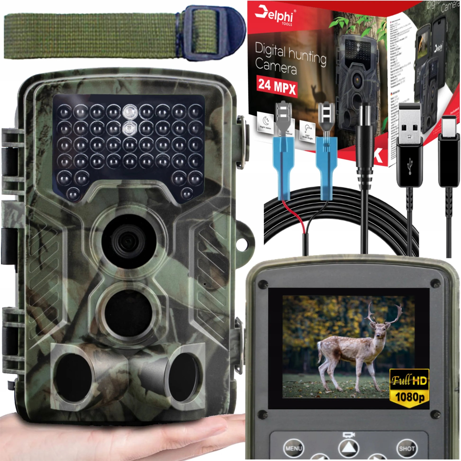 Medžioklės kamera Delphi HC-800A, 24Mpx, Full HD, IR 940nm, IP65