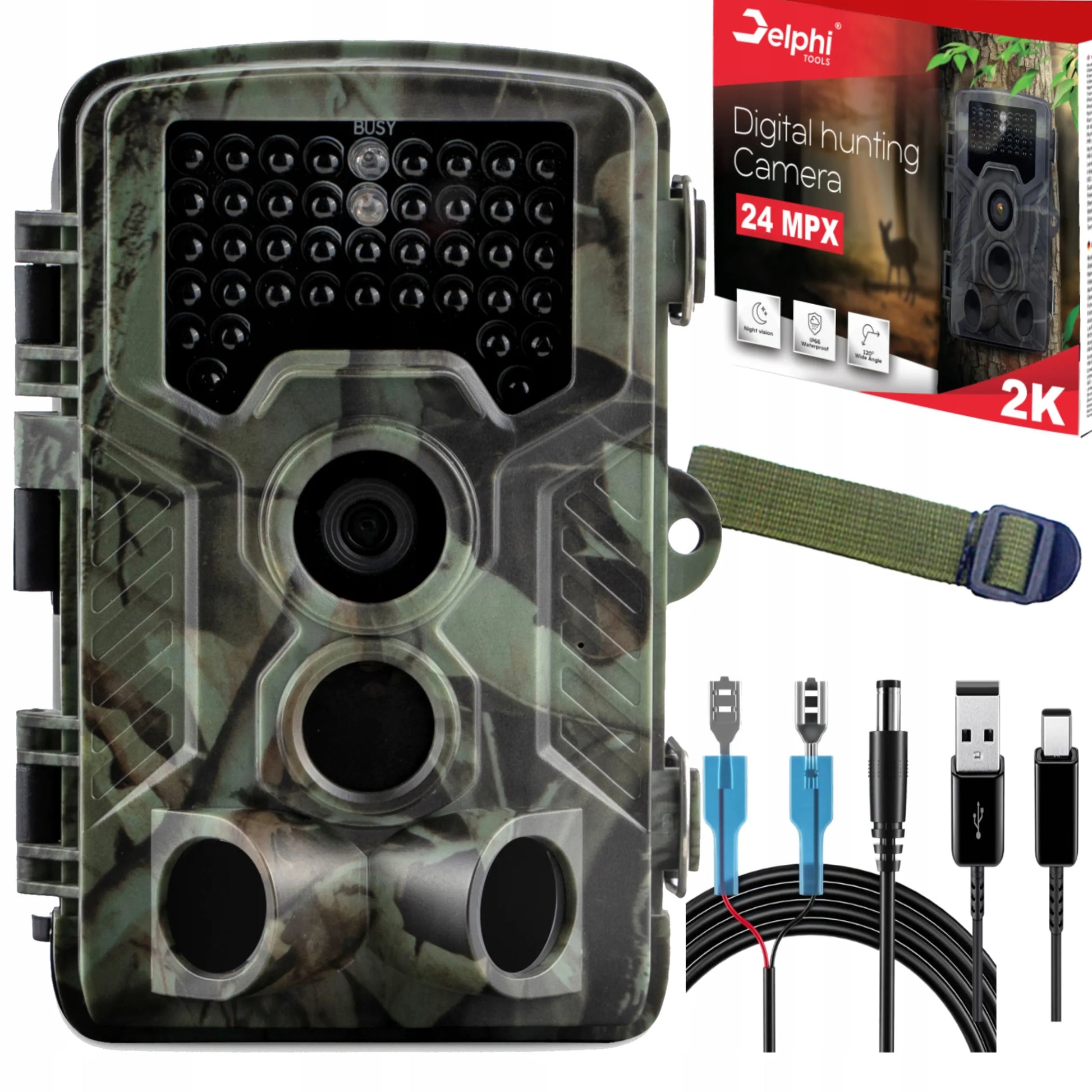 Medžioklės kamera Delphi HC-800A, 24Mpx, Full HD, IR 940nm, IP65