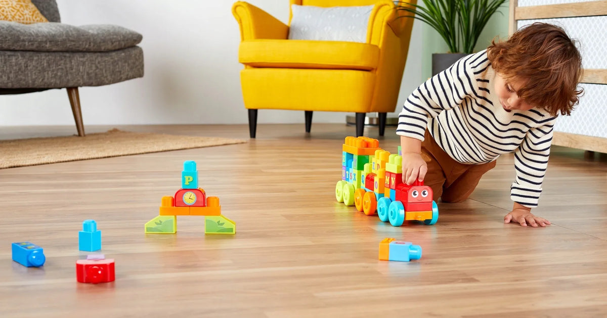 MEGA BLOKS konstruktorius „Mano pirmasis ABC traukinukas“, 60 dalių
