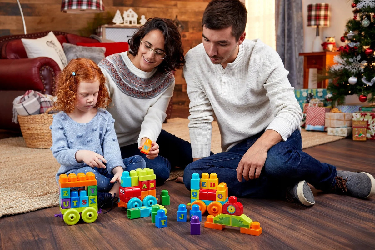 MEGA BLOKS konstruktorius „Mano pirmasis ABC traukinukas“, 60 dalių