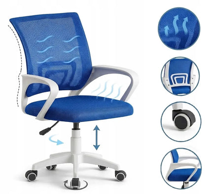 Mėlyna biuro kėdė sukamoji ergonominė, jaunimo kėdė NFX008