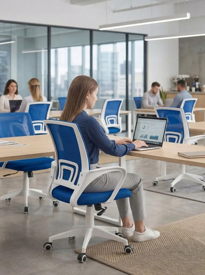 Mėlyna biuro kėdė sukamoji ergonominė, jaunimo kėdė NFX008