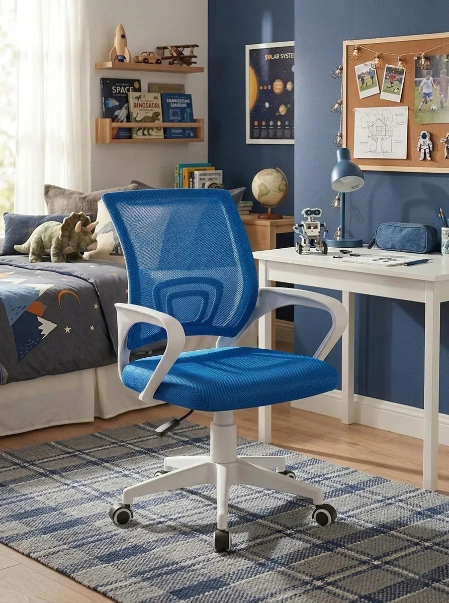Mėlyna biuro kėdė sukamoji ergonominė, jaunimo kėdė NFX008