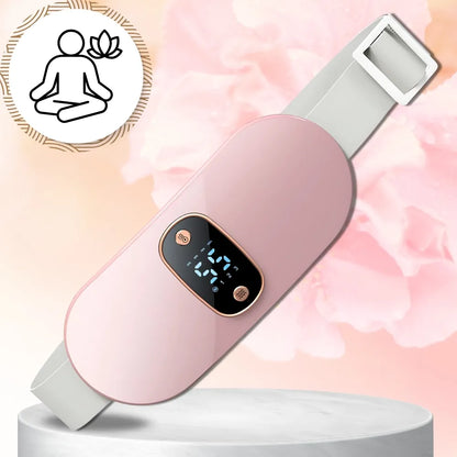 Menstruacinis šildomasis diržas rožinis, palengvinantis pilvo skausmus, USB, vibracija, ciklo metu