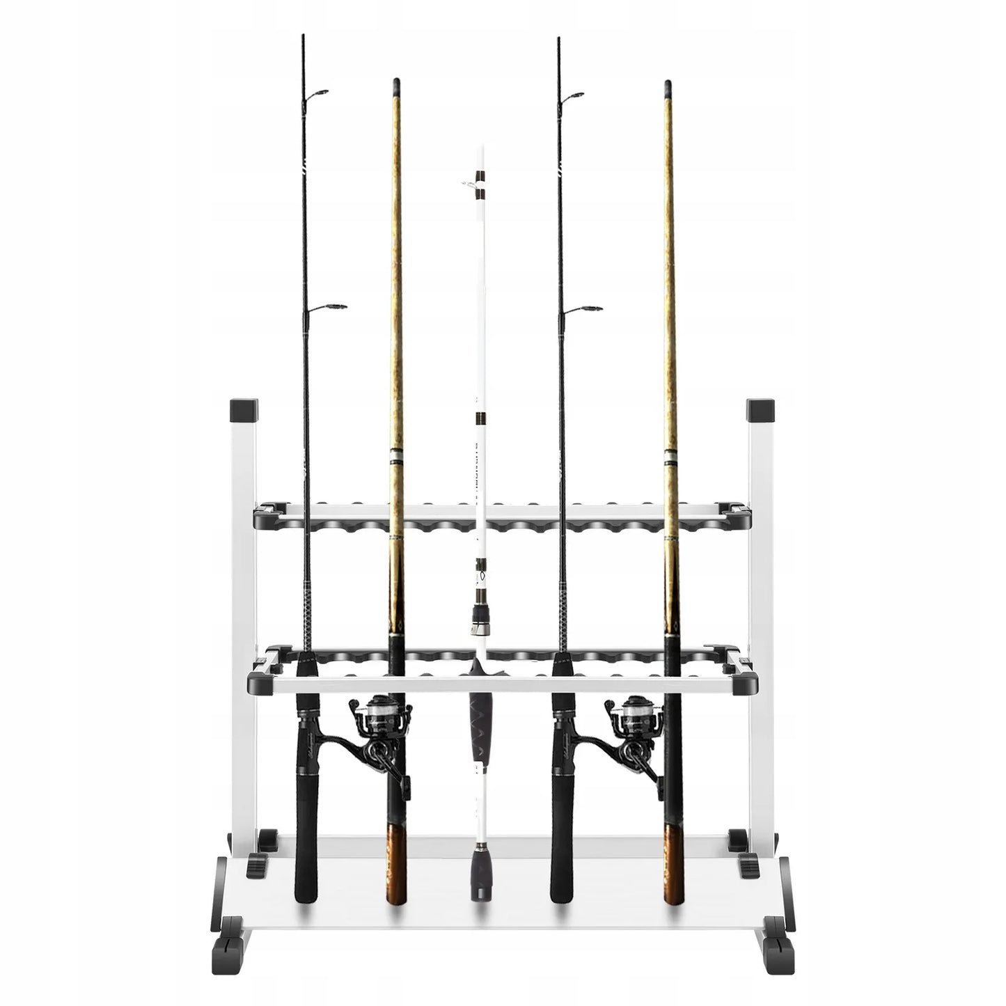 Meškerių stovas 24 meškerėms, aliuminio lydinys, 71.5*31*70 cm