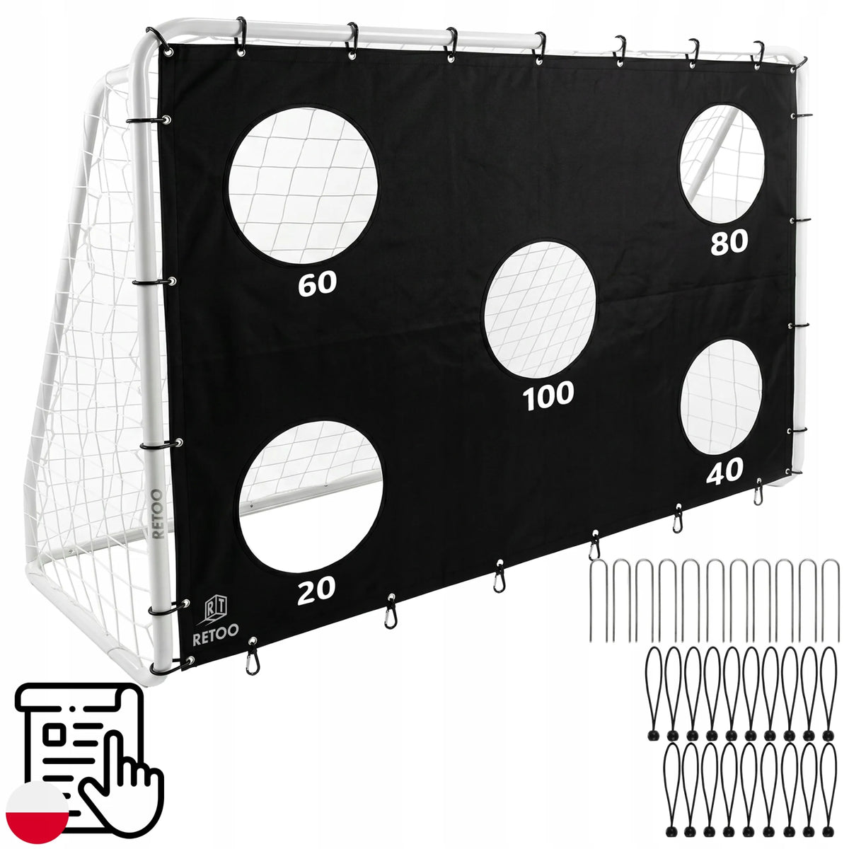 METALINIAI FUTBOLO VARTAI 240 × 170 CM SU TAIKLUMO TRENIRUOČIŲ SIENA, DR322