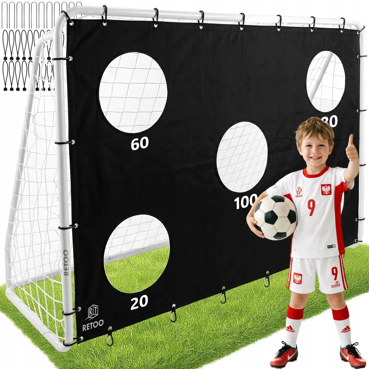 METALINIAI FUTBOLO VARTAI 240 × 170 CM SU TAIKLUMO TRENIRUOČIŲ SIENA, DR322
