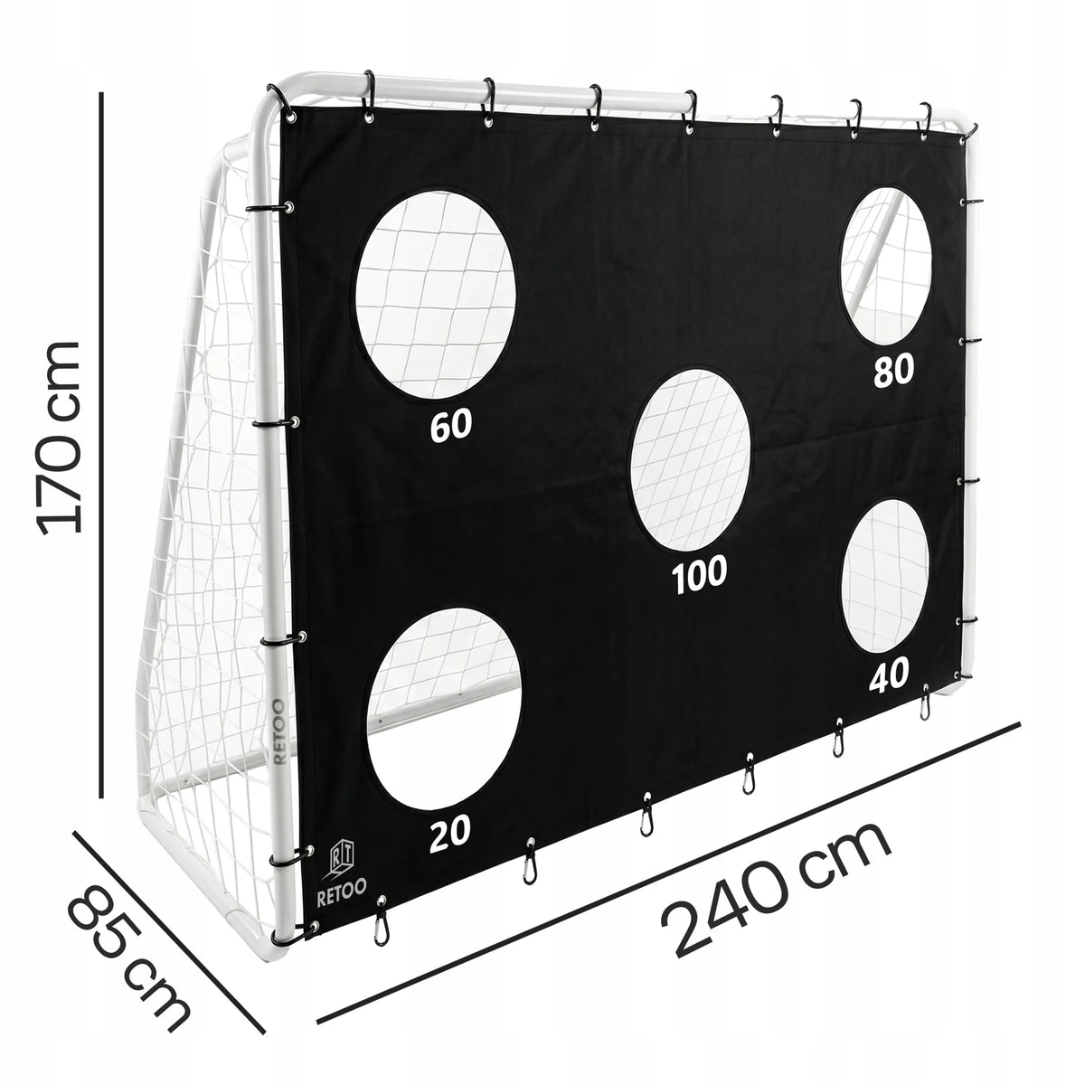 METALINIAI FUTBOLO VARTAI 240 × 170 CM SU TAIKLUMO TRENIRUOČIŲ SIENA, DR322