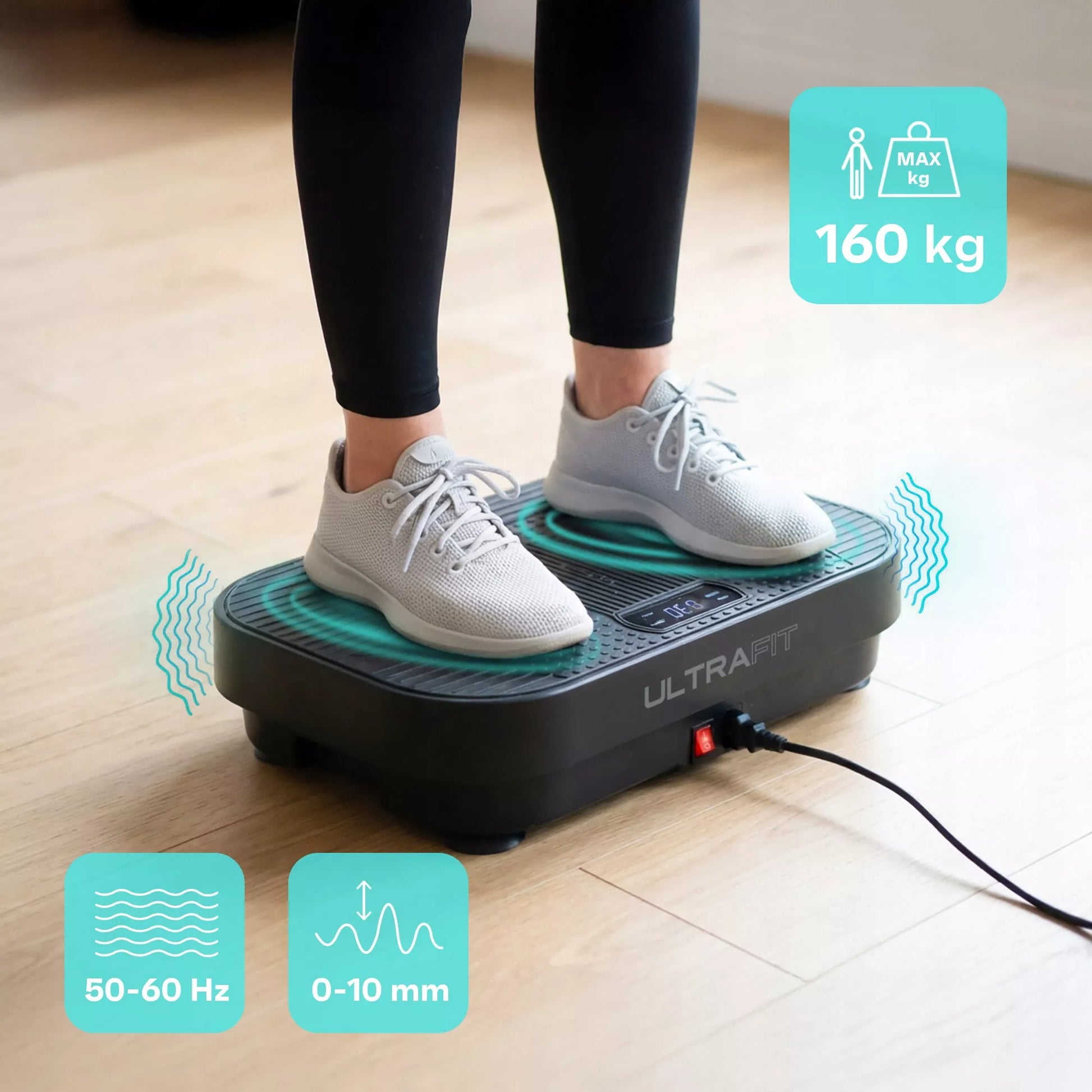 Meteor vibracinė platforma, treniruoklis ir masažuoklis su nuotolinio valdymo pulteliu iki 160 kg