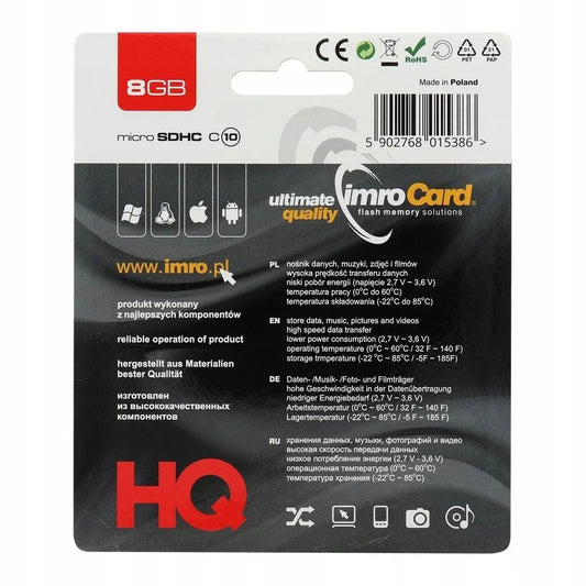 microSD kortelė IMRO 10/8G 8 GB