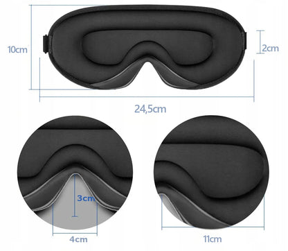 Miego kaukė 3D, 99% šviesos blokuojanti, reguliuojama