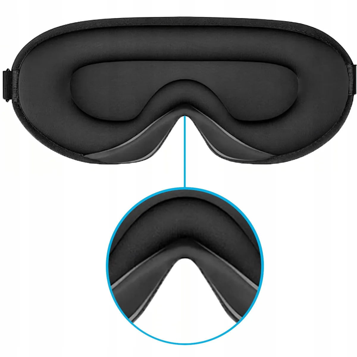 Miego kaukė 3D, 99% šviesos blokuojanti, reguliuojama