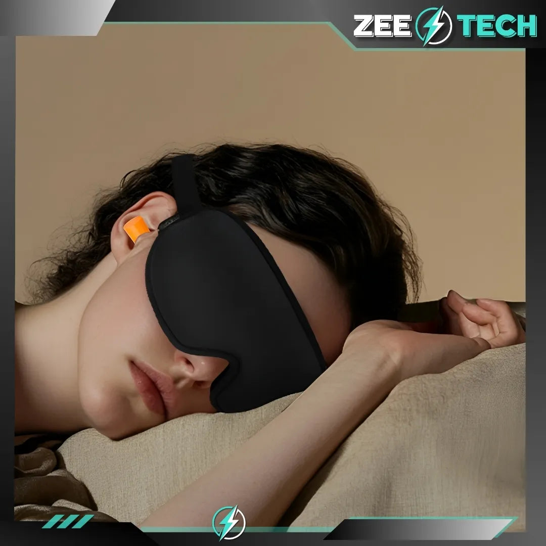 Miego kaukė 3D blokuojanti šviesą su reguliavimu + ausų kamštukai ir dėklas