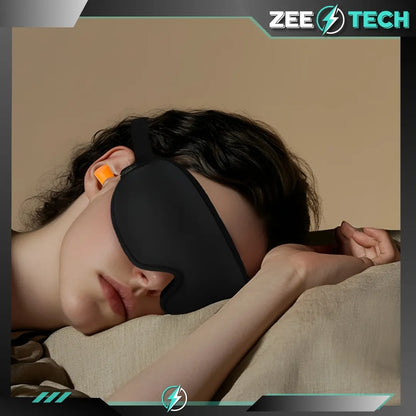 Miego kaukė 3D blokuojanti šviesą su reguliavimu + ausų kamštukai ir dėklas