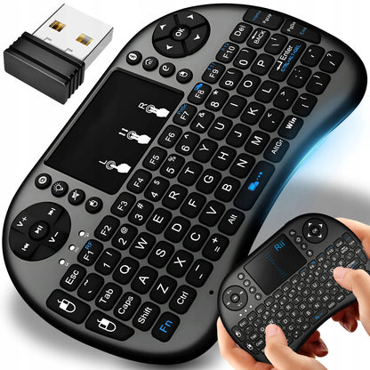 MINI BELAIDĖ KLAVIATŪRA SU LIETIMUI JAUTRIU SKYDŽIU SMART TV LED RGB APŠVIETIMAS