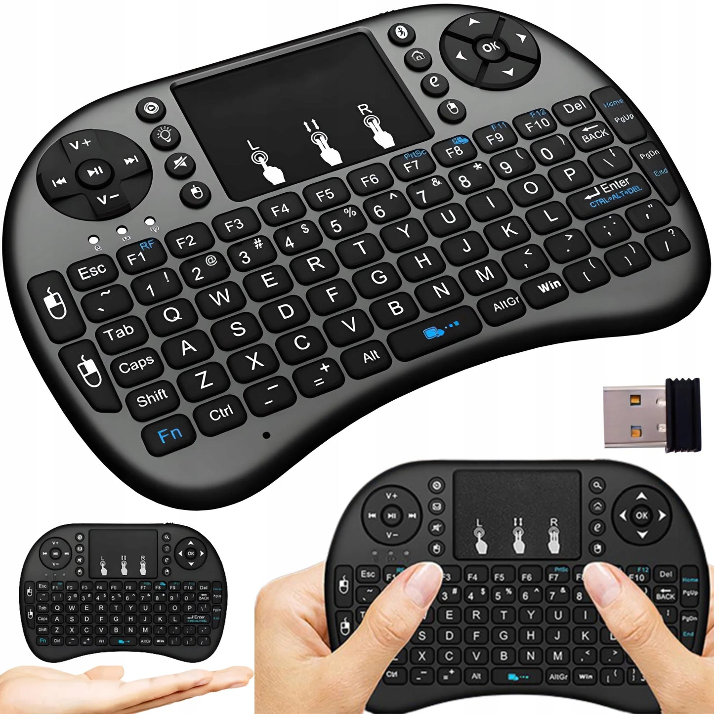 MINI BELAIDĖ KLAVIATŪRA SU LIETIMUI JAUTRIU SKYDŽIU SMART TV LED RGB APŠVIETIMAS