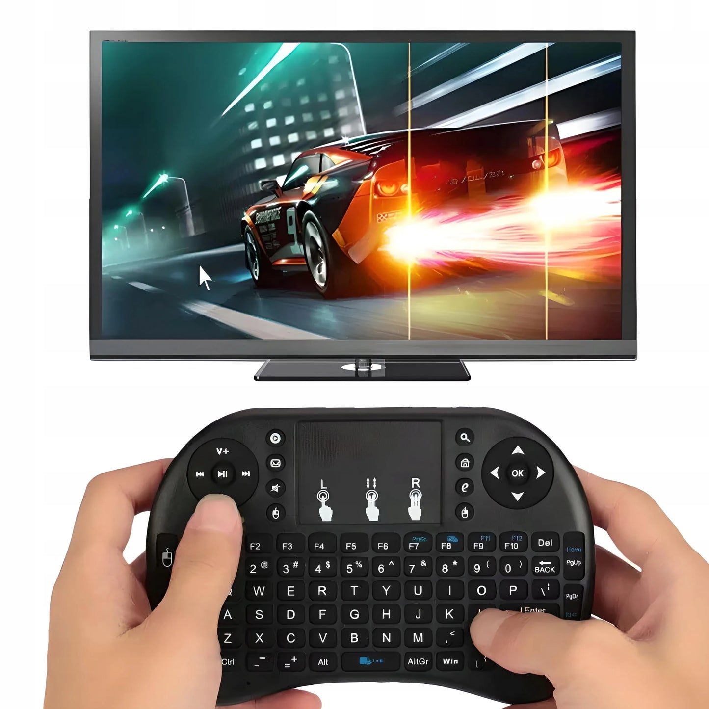 MINI BELAIDĖ KLAVIATŪRA SU LIETIMUI JAUTRIU SKYDŽIU SMART TV LED RGB APŠVIETIMAS
