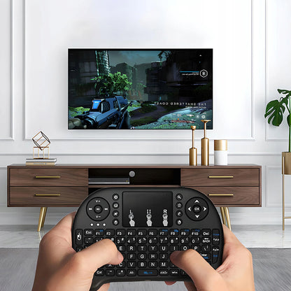 MINI BELAIDĖ KLAVIATŪRA SU LIETIMUI JAUTRIU SKYDŽIU SMART TV LED RGB APŠVIETIMAS
