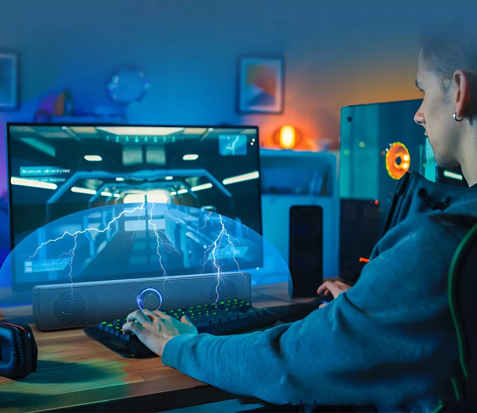 Mini kompiuterio garsiakalbiai 2.0 USB nešiojamam kompiuteriui, PC, LED 18W