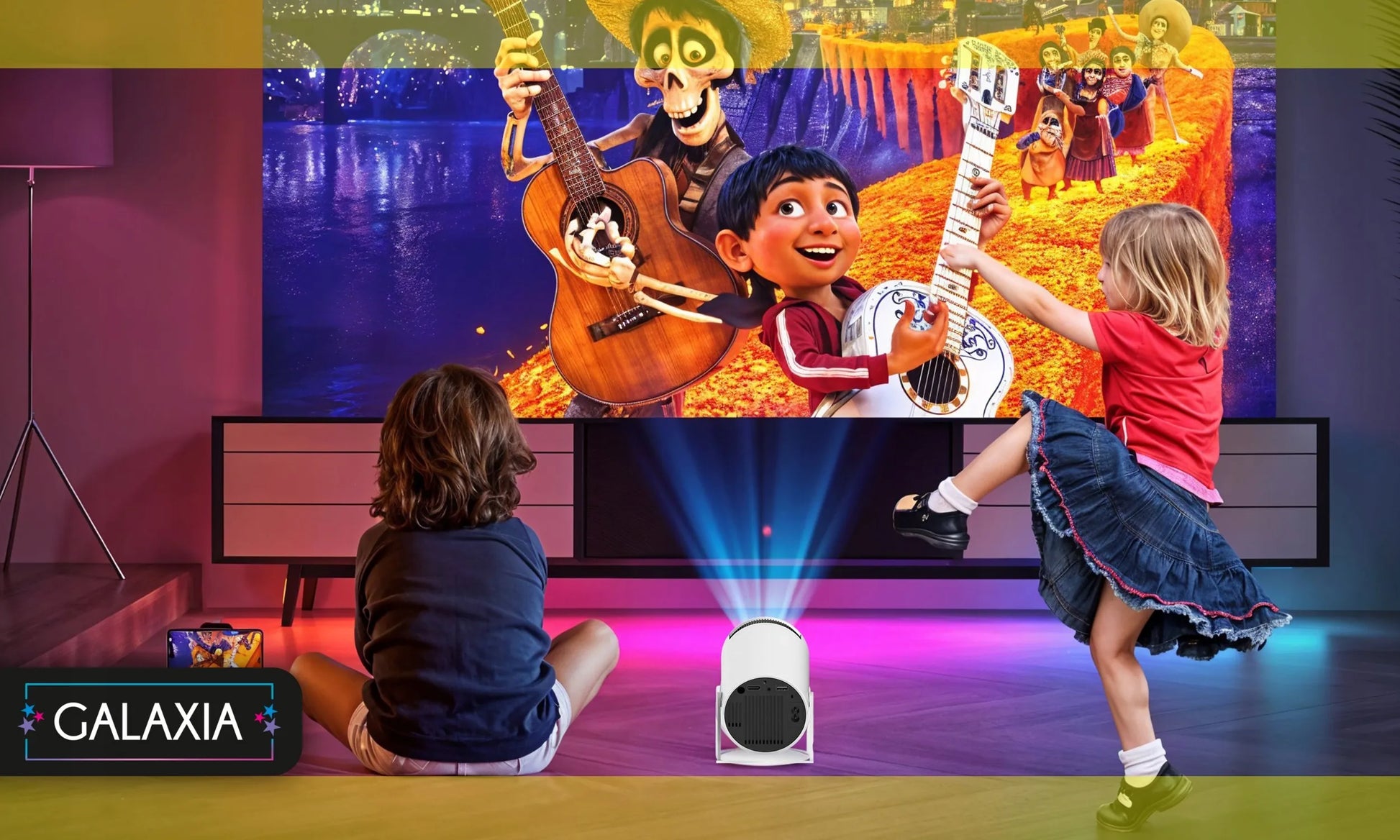 Mini nešiojamas projektorius GALAXIA HY300, Android, LED, WiFi, Full HD, Smart TV