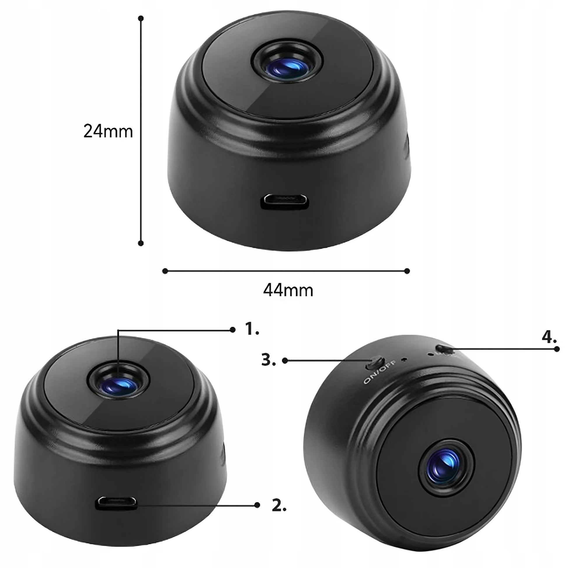 MINI ŠNIPINĖ KAMERA SU „Wi-Fi“, JUDESIO APTIKIMU, STEBĖJIMU, PASLĖPTA, „FULL HD“ KAMERА
