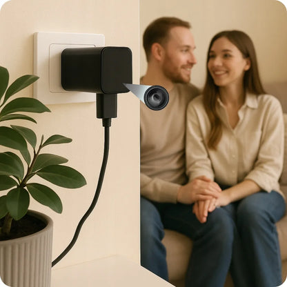 Mini Wi-Fi kamera šnipinėjimo įrenginys paslėptas kištukiniame lizde su nuotoline peržiūra