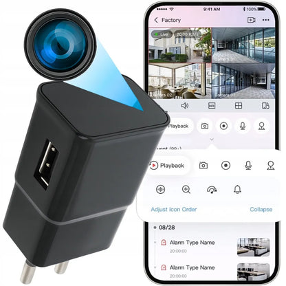 Mini Wi-Fi kamera šnipinėjimo įrenginys paslėptas kištukiniame lizde su nuotoline peržiūra