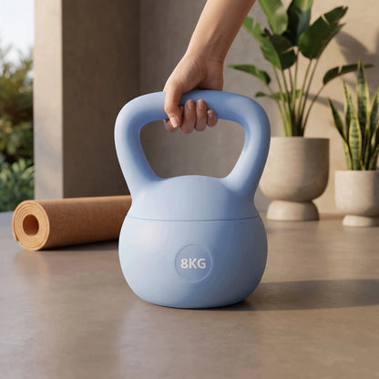 Minkštas kettlebell 6 kg – mėlynas treniruočių svarmuo