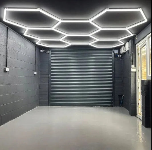 ML šešiakampės LED lempos 244 × 257 cm, korio raštas, namams, garažui ir angarui