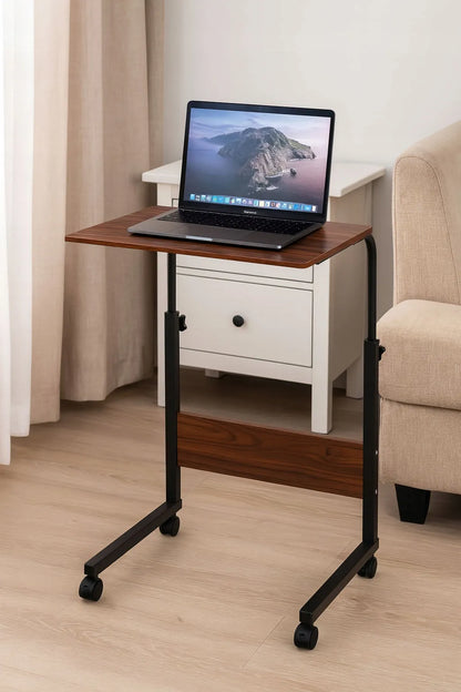 Mobilus nešiojamojo kompiuterio stalas ModernHome su ratukais, kaštono spalvos