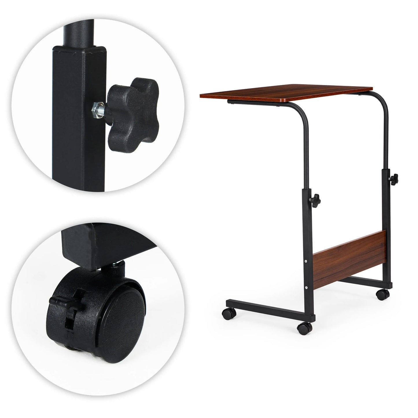 Mobilus nešiojamojo kompiuterio stalas ModernHome su ratukais, kaštono spalvos