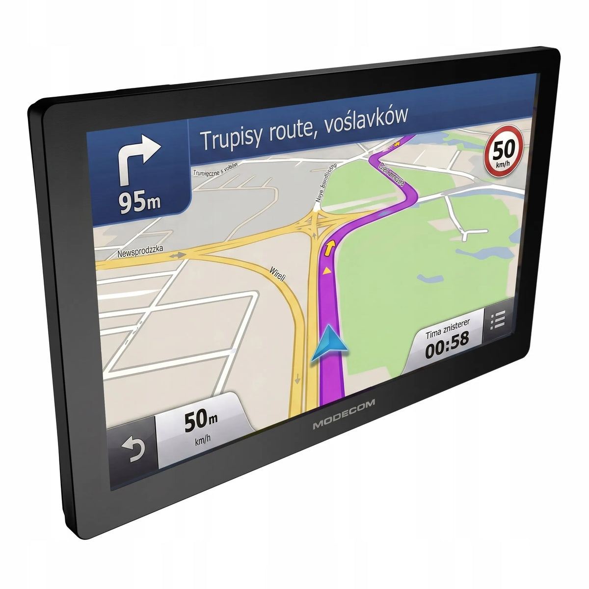 MODECOM FreeWAY CX 9.0 9 colių navigacija sunkvežimiams, vilkikams ir autobusams su greičio matuoklių įspėjimais