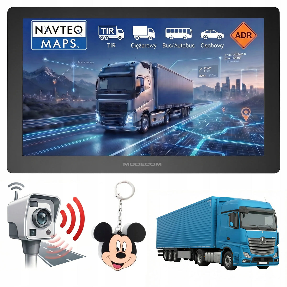 MODECOM FreeWAY SX 7.0 7 colių GPS navigacija sunkvežimiams su Europos žemėlapiais, TIR ir autobusų maršrutais