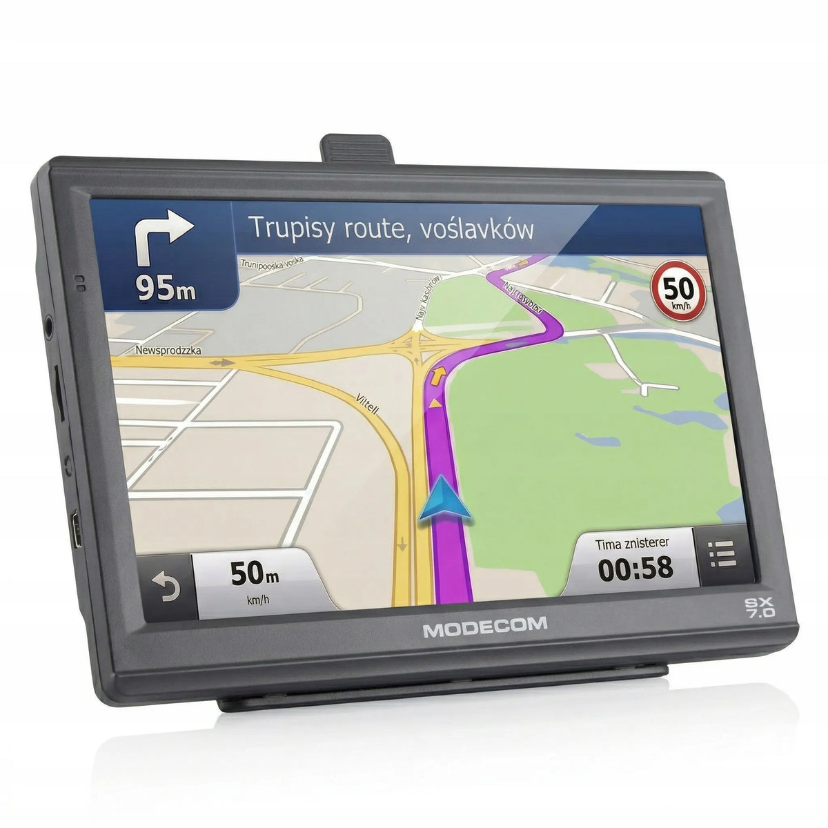 MODECOM FreeWAY SX 7.0 7 colių GPS navigacija sunkvežimiams su Europos žemėlapiais, TIR ir autobusų maršrutais