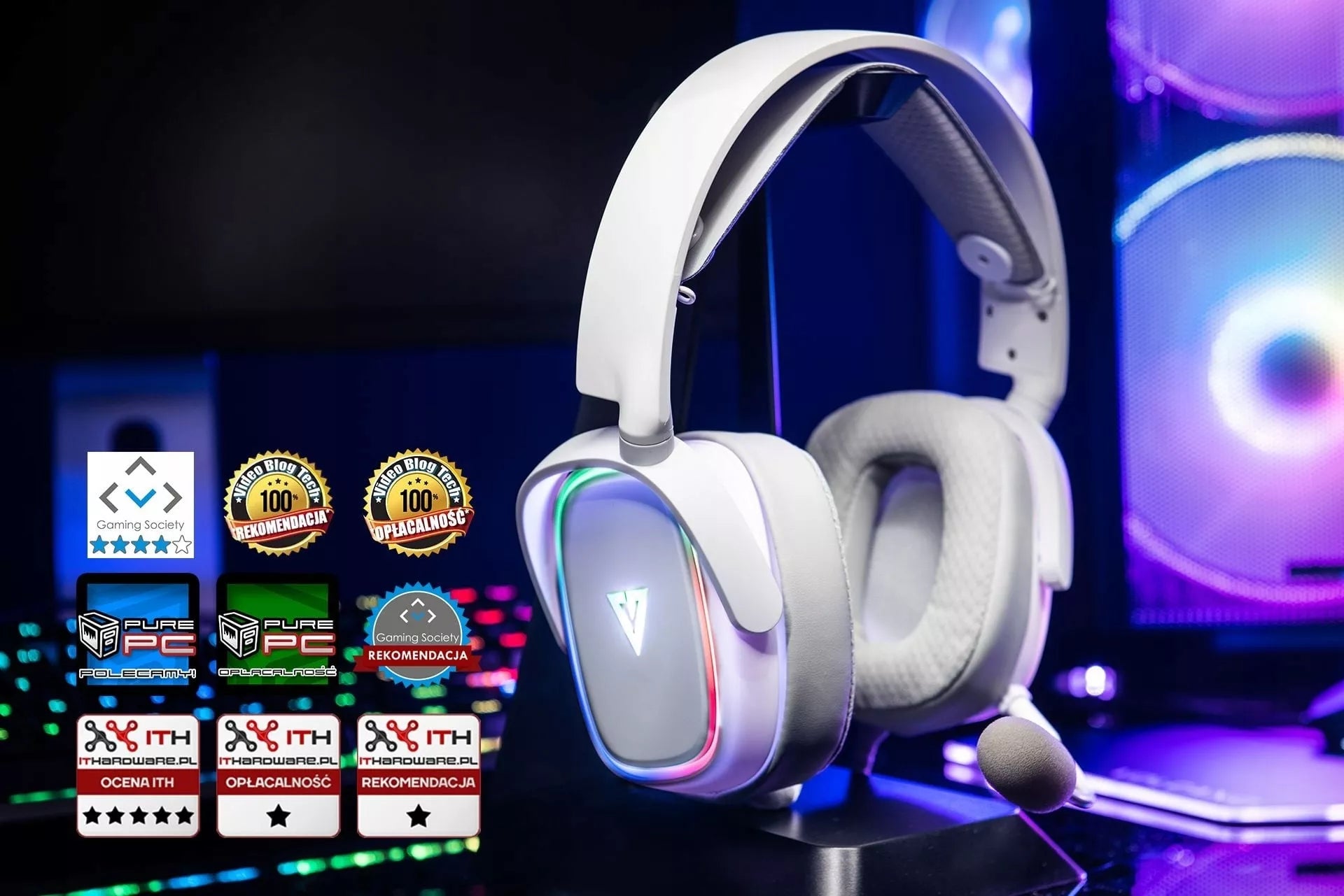 Modecom Volcano Prometheus USB žaidimų ausinės su mikrofonu – RGB LED apšvietimas