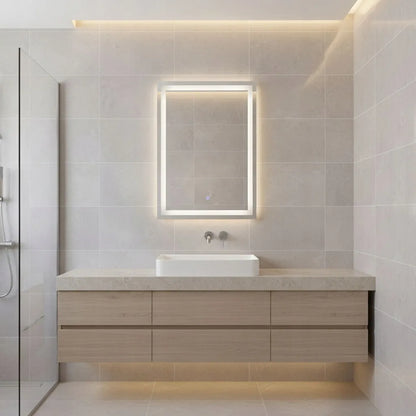 ModernHome LED vonios veidrodis, 50 × 70 cm, 3 šviesos spalvos