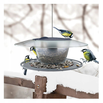 MODERNI LESYKLA PAUKŠČIAMS SU 1 KG GRŪDŲ BIRDYFEED ROUND TVIRTA
