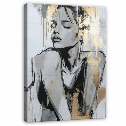 Modernus moters veido paveikslas ant drobės su rėmu, 60 × 40 cm