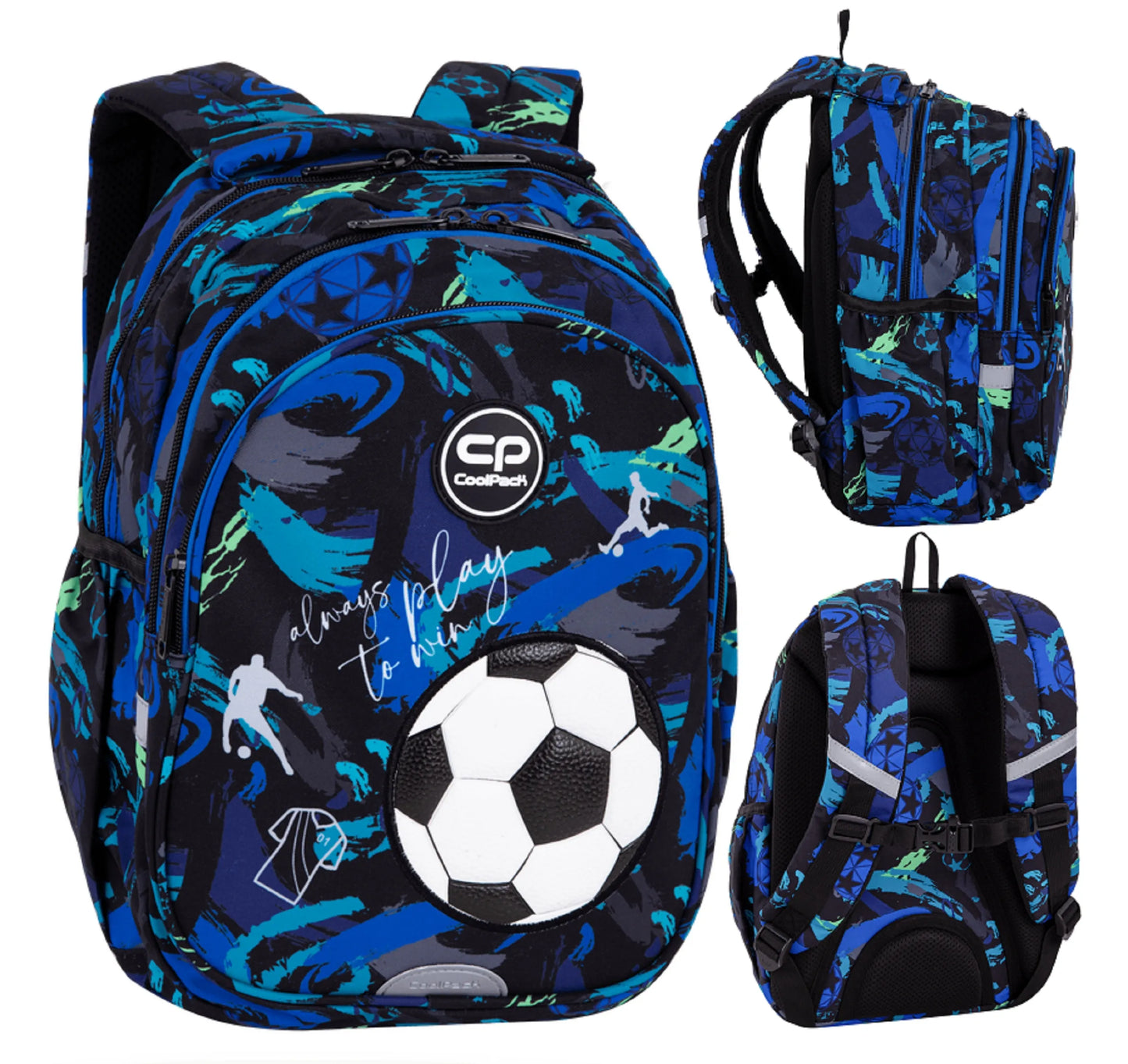Mokyklinė kuprinė CoolPack Jerry berniukams 1-3 klasėms, futbolo tema